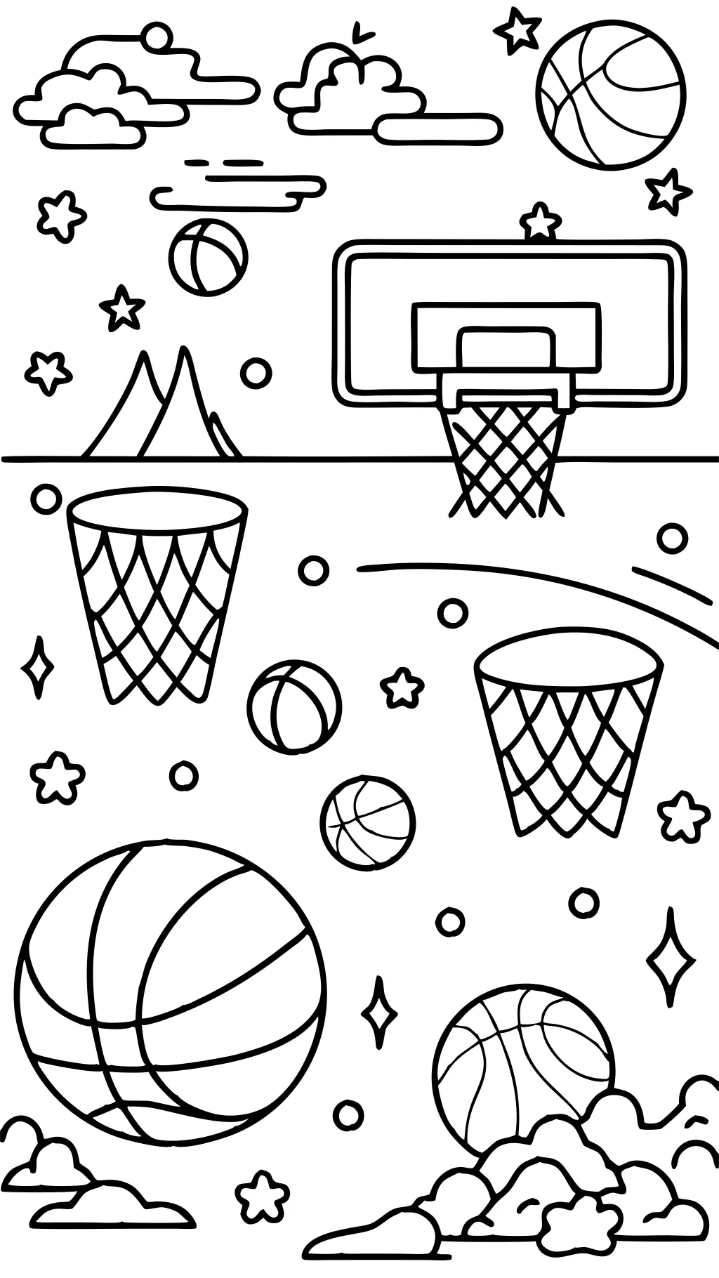 Página para colorear de baloncesto